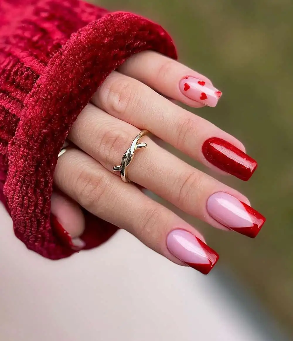Pink And Red Nails: 15 Ideas to Celebrate Valentine's Day in Style